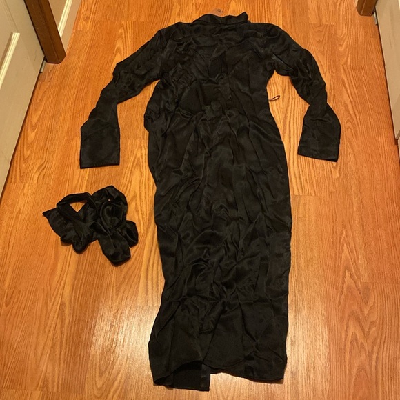 J. Crew Black Satin Dress w/ Belt & Gold Buttons in NWOT! - Picture 7 of 8